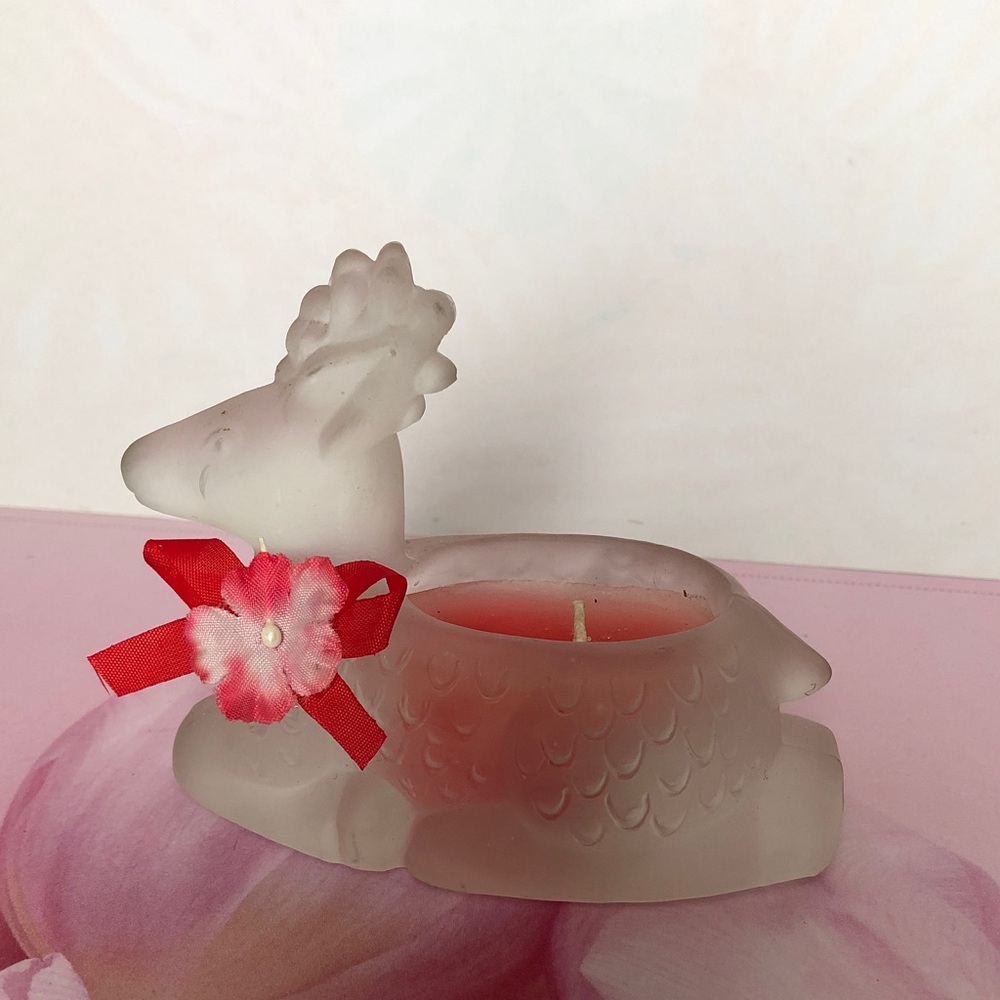 Vintage Frosted Reindeer Candle